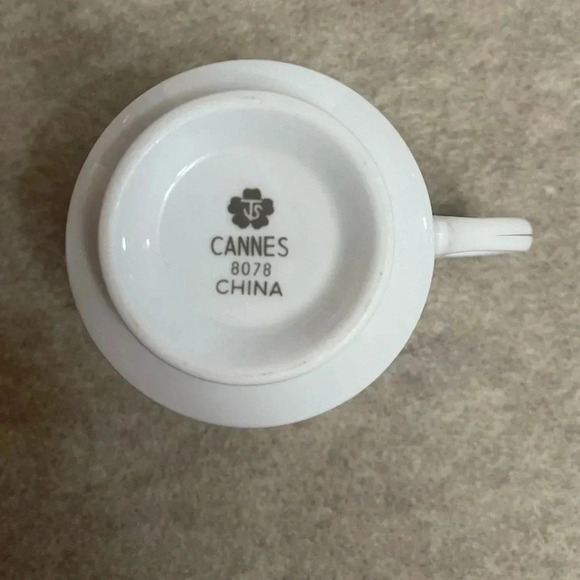 Sango Cannes Pattern 8078 White Floral Goldtone Trim Footed Coffee Tea Cup - Picture 6 of 9